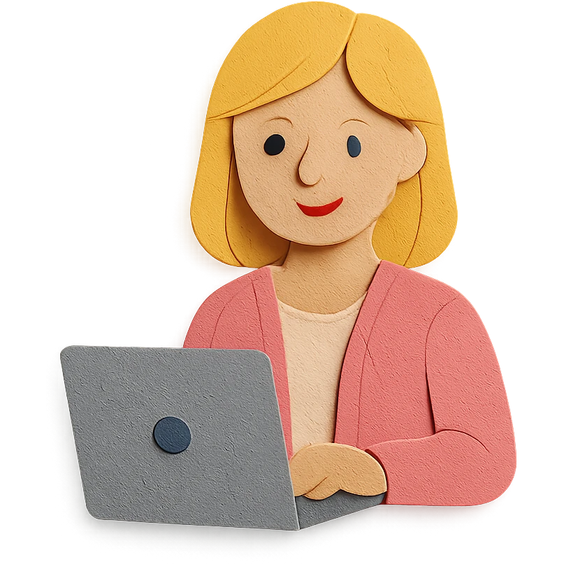 blonde woman in a pink cardigan working on a laptop emoji