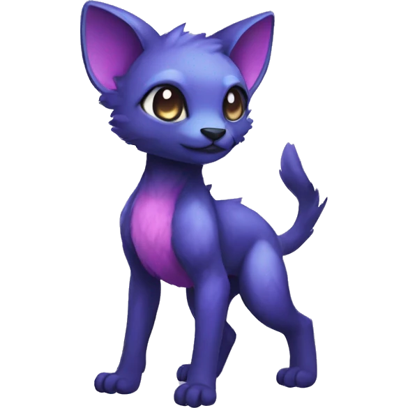 Cute cool black blue purple pink animal hybrid Fakemon full body emoji