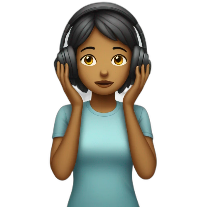 a girl listening to sad songs emoji