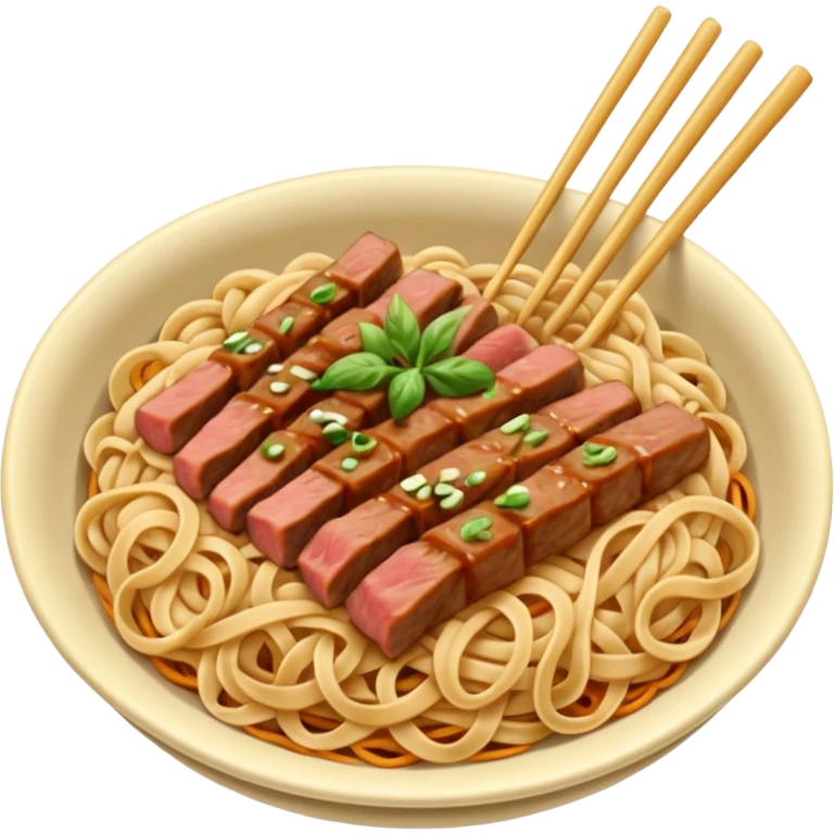 Plato de comida asiática con dos palillos chinos emoji