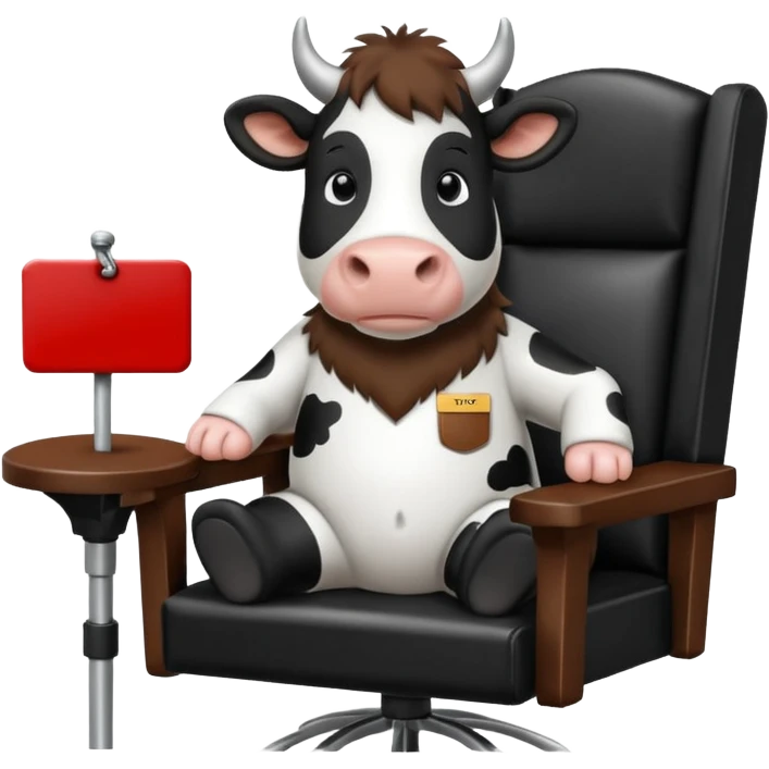 friesan cow sitting in a director's chair emoji