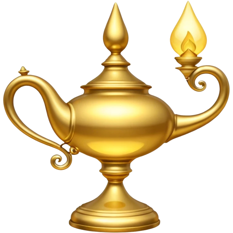 A hyperrealistic simple gold Magic lamp emoji
