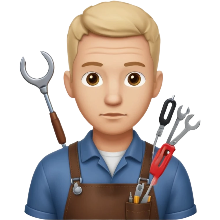 professional locksmith portrait, head and shoulders only, serious focused expression, leather apron collar, small lockpick tools visible, 3D cartoon, mobile game icon style, clean background, no text, no watermark
 emoji