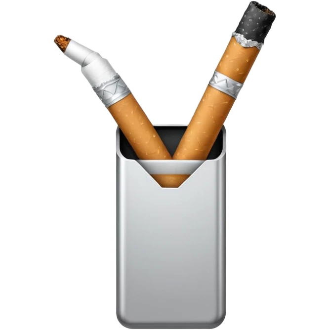 Minimalistic futuristic cigarette emoji, metallic black and white, sleek reflective surface, flat vector, high contrast, minimal design
 emoji