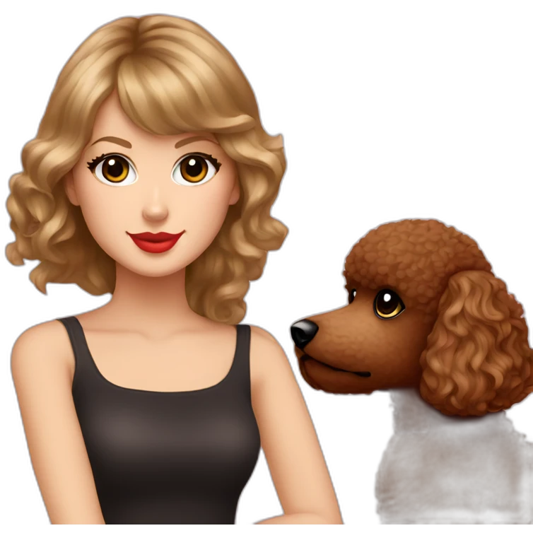Taylor swift and a dark brown toy poodle emoji