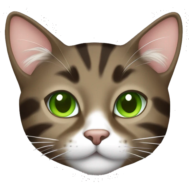 Sleeping Dark brown tabby spotted cat with white paws, green eyes and white neck emoji
