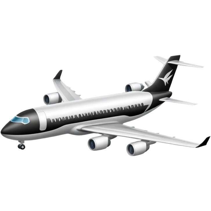 A commercial airplane that is black and white emoji