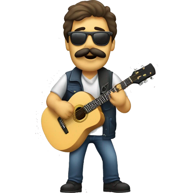 Hombre rubio con gafas y bigote rubio tocando la guitarra eléctrica delante de un molino de viento emoji