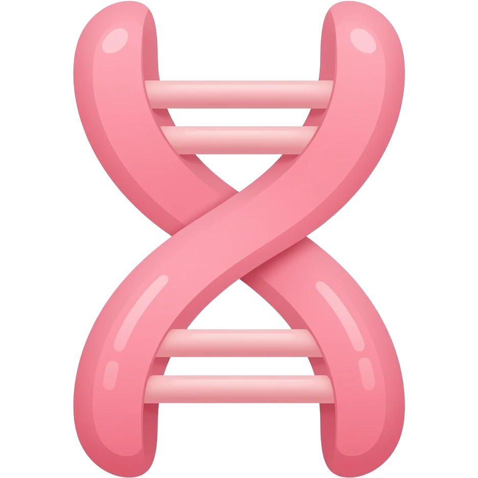 Cute minimalist pink chromosome two chromatids visible subtle allele marks but not between arms of chromosome soft pastel colors smooth and rounded edges flat vector style clean and modern aesthetic and simple design allel Marks on arms as little darker color emoji