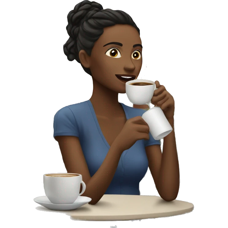 WOMAN dRINKING COFFEE AT MY PATIO emoji
