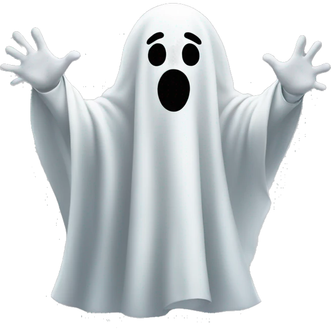 A ghost making 2 with his hand emoji