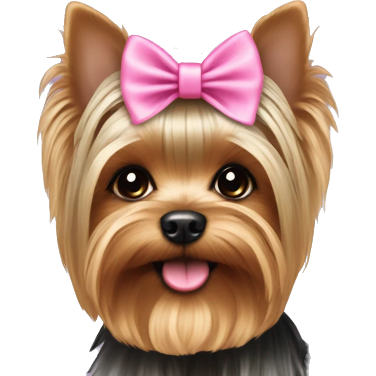 Cute yorkie with a pink bow emoji
