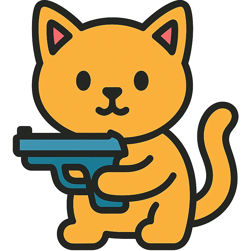 cat holding a gun colored icon emoji