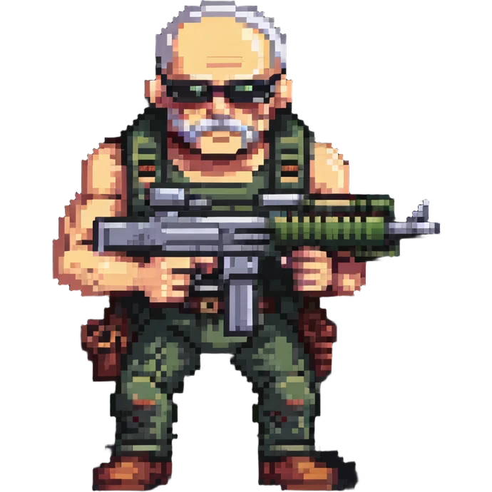 old skinny tough charismatic character from STALKER with a big machine gun emoji