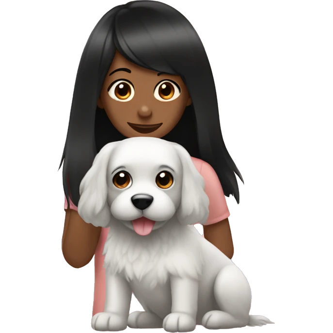 Dog shpiz with girl black hair emoji