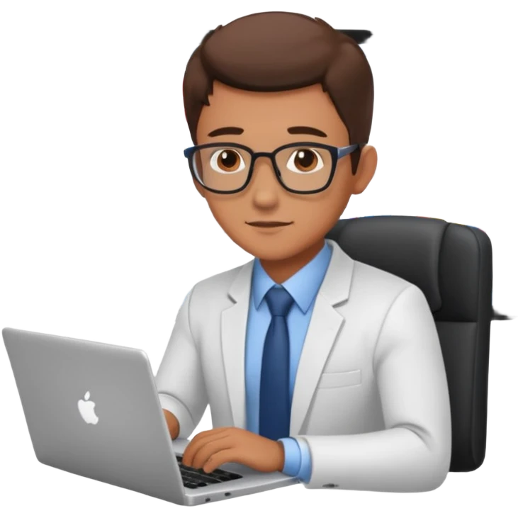 bussiness man technologist working on a laptop watching graphics emoji