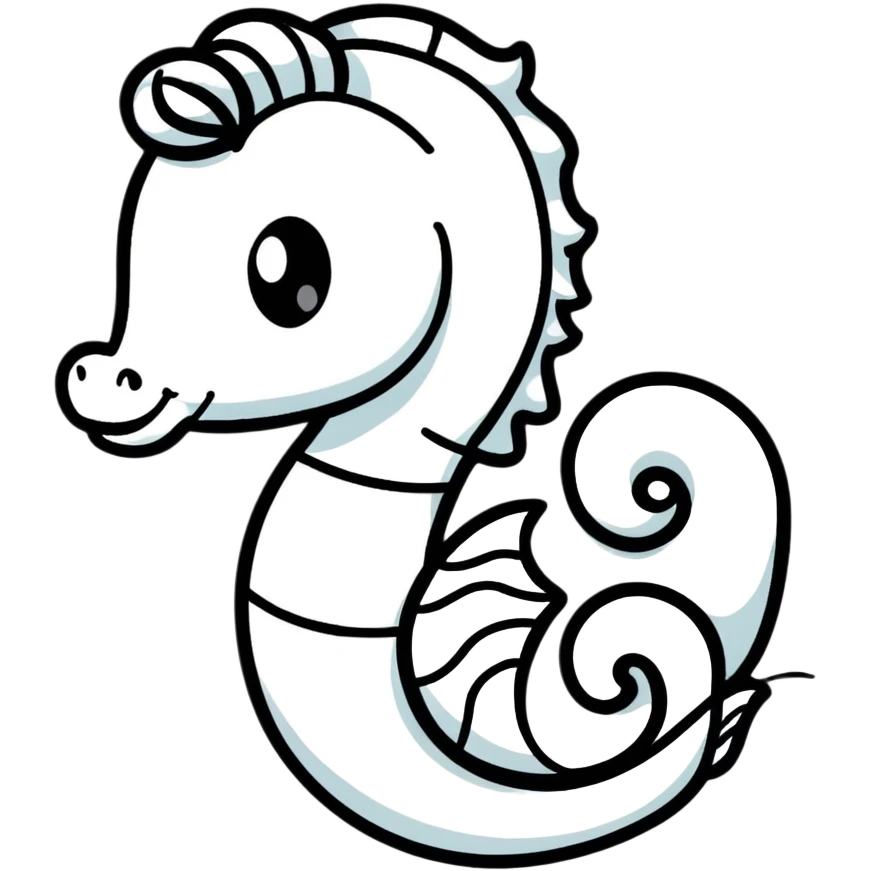 A cute white seahorse swimming emoji