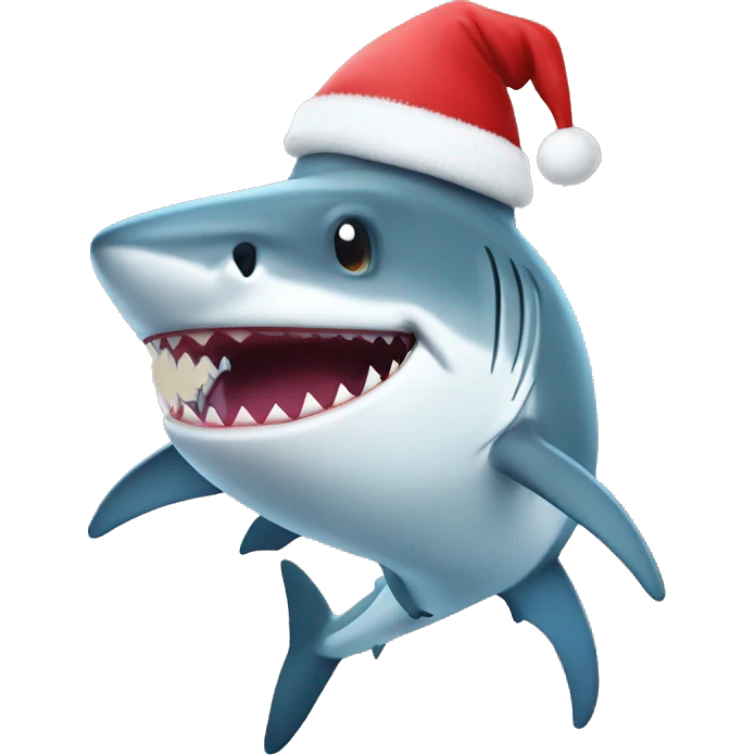 Jeff the shark with Christmas hat emoji