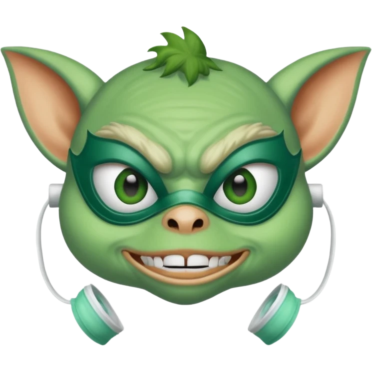 Gremlin with a face mask on emoji