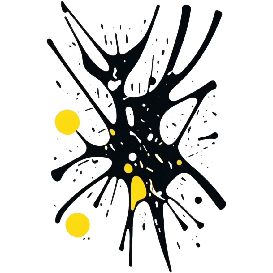 Pollock abstract splatter art in cartoon sticker style emoji