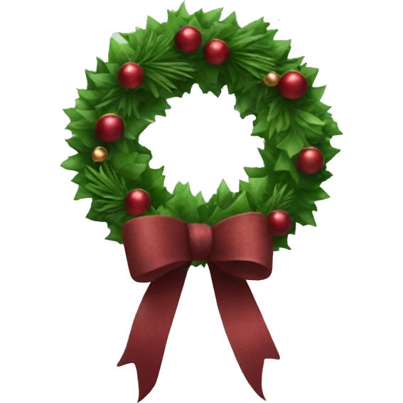 Realistic green and burgundy red  christmasy wreath emoji