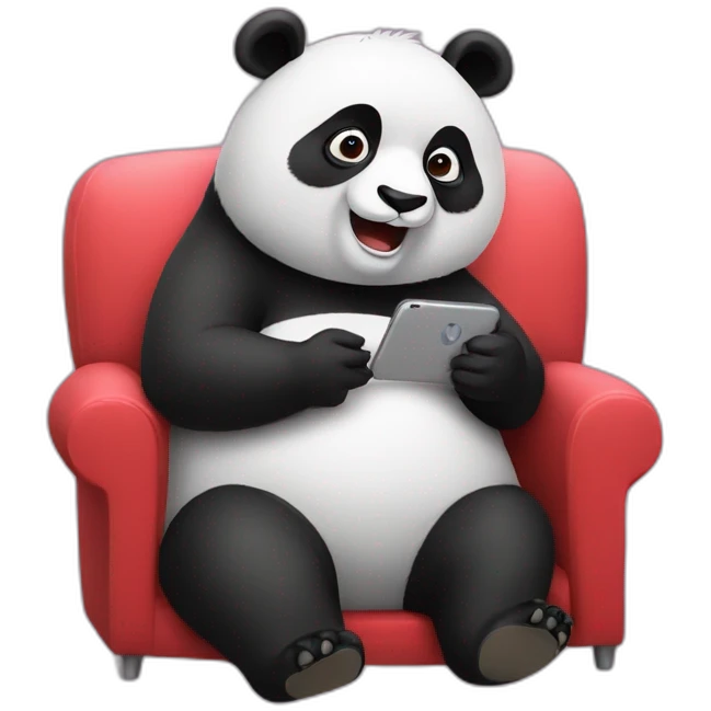 Panda seated on sofa and using phone  emoji