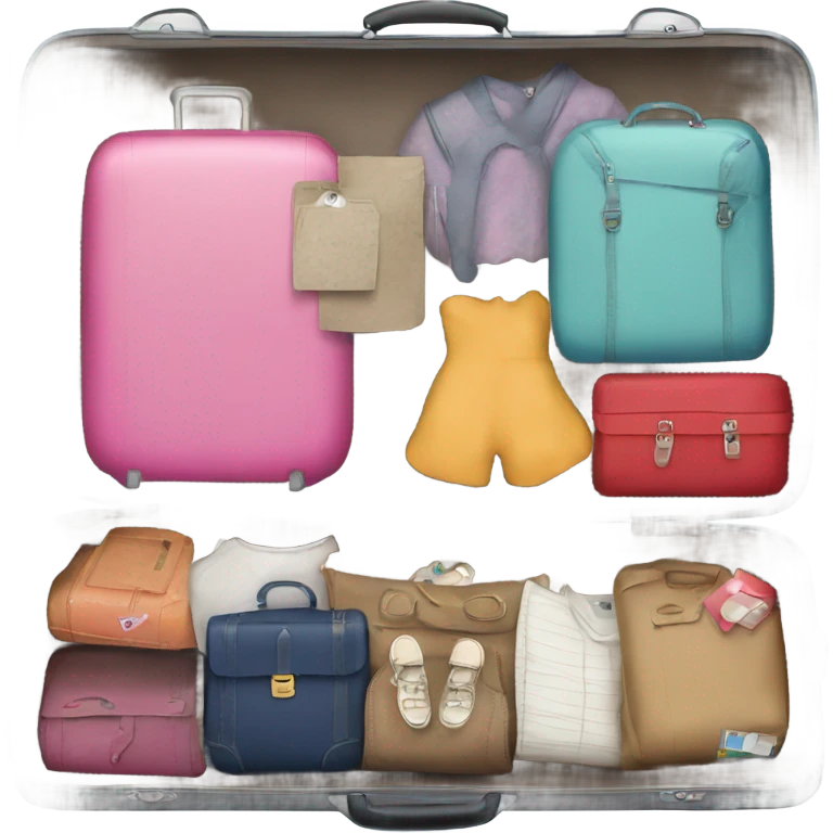 Suitcase packed organized girly colors emoji