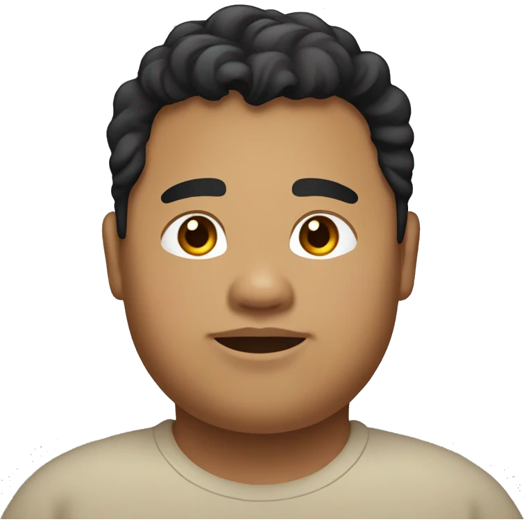 Southeast Asian male with black, wavy hair, light brown skin, and obese. emoji