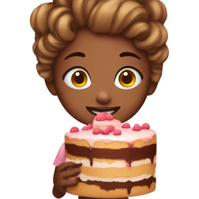 Girl eating cake emoji