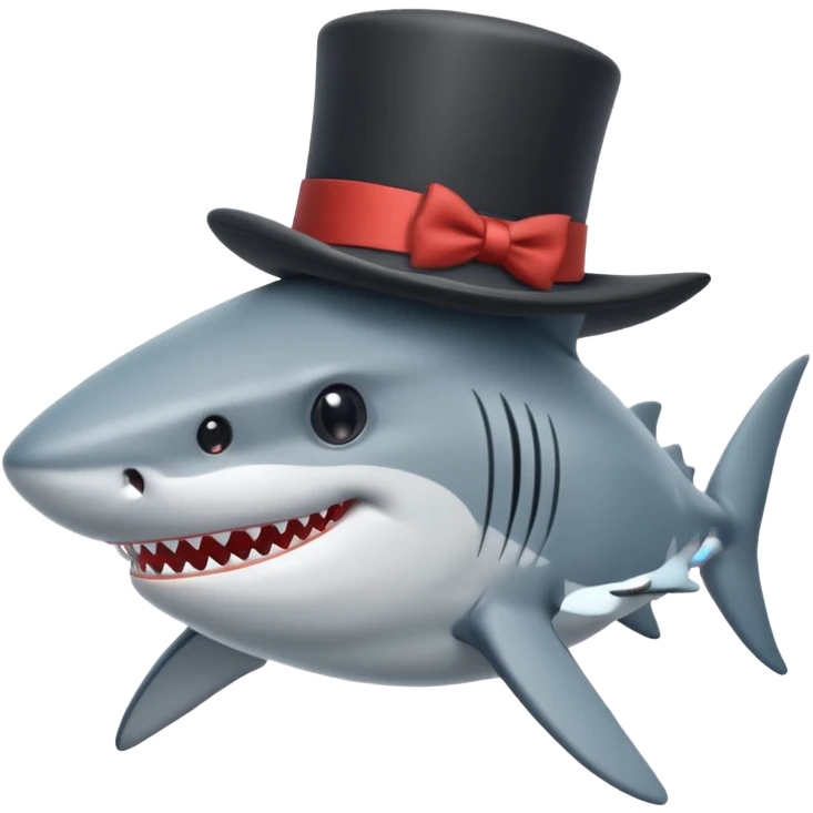 Shark with a top hat emoji