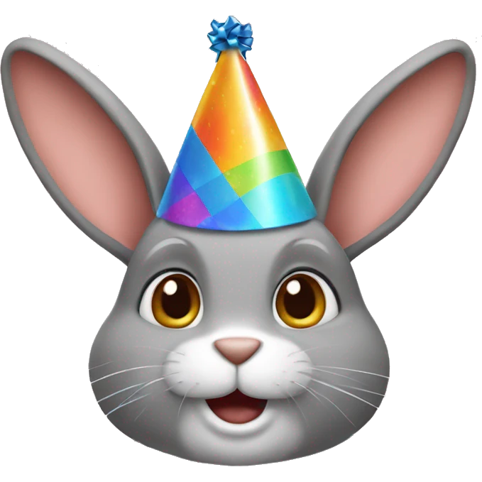 rabbit with birthday hat emoji