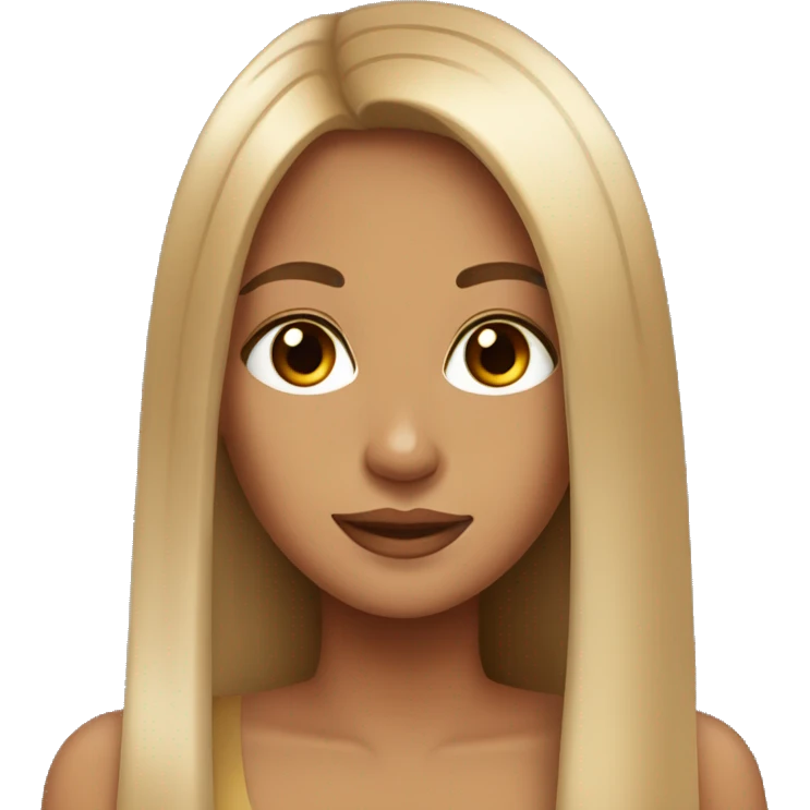 tan girl, beautiful, long straight hair, brown eyes emoji