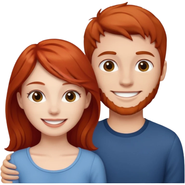 red head girl with brunette boy couple emoji