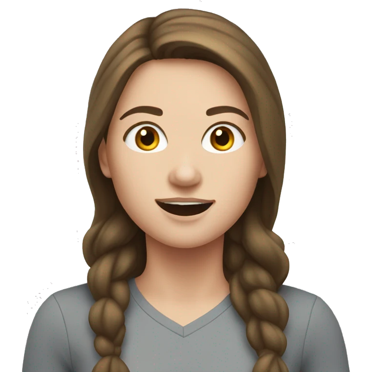 white girl with brunette hair running  emoji