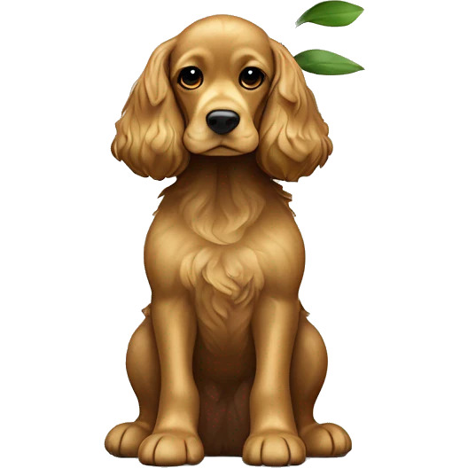 Cocker spaniel Girl sitting Full Body frontal with yellow flower on her war  emoji
