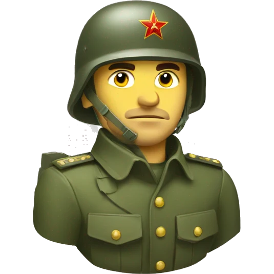 ussr soldier serious with military helmet emoji