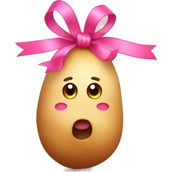 cute potatoes with pink ribbons in iPhone moji emoji