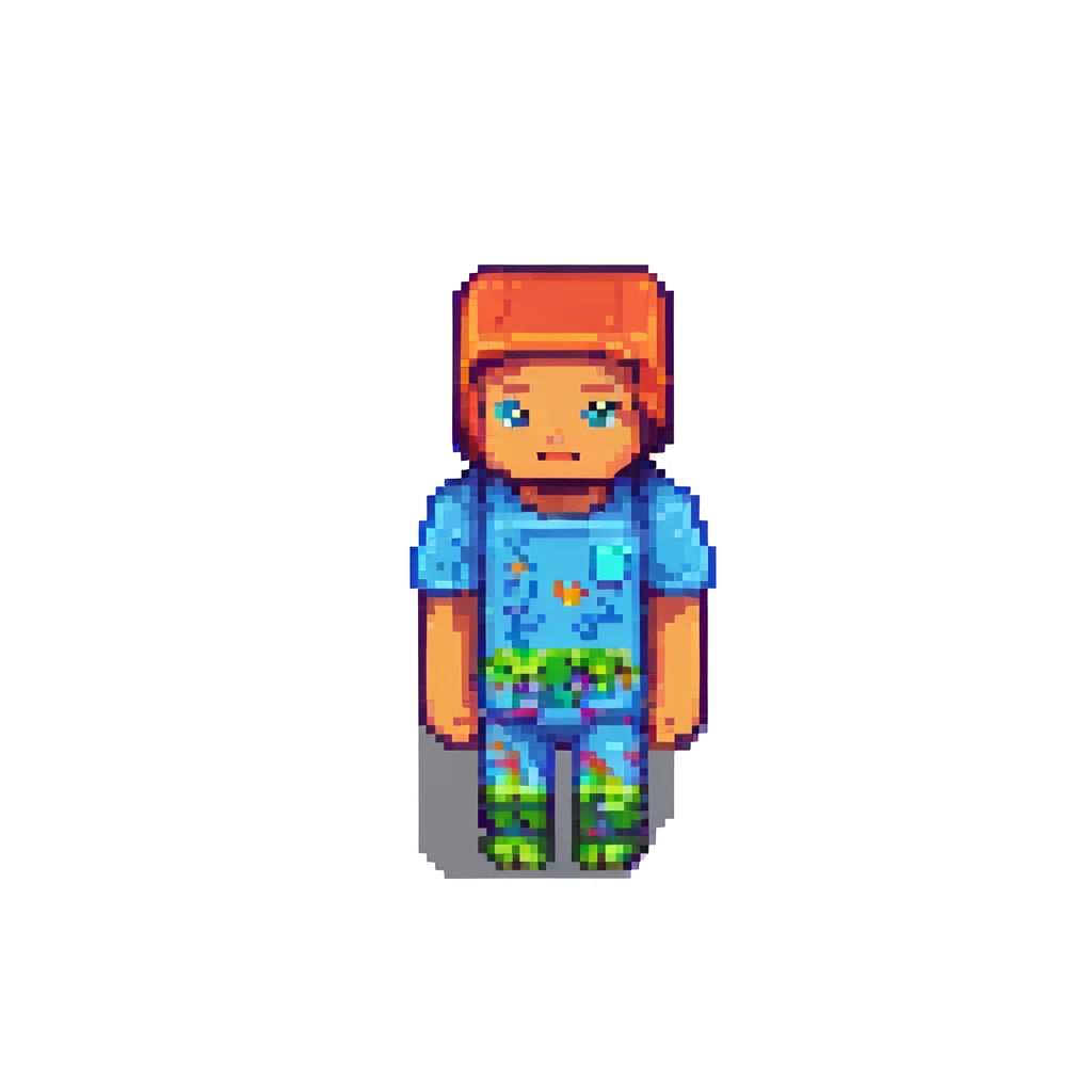 minecraft character, pixel art style, blocky, simple, vibrant colors emoji