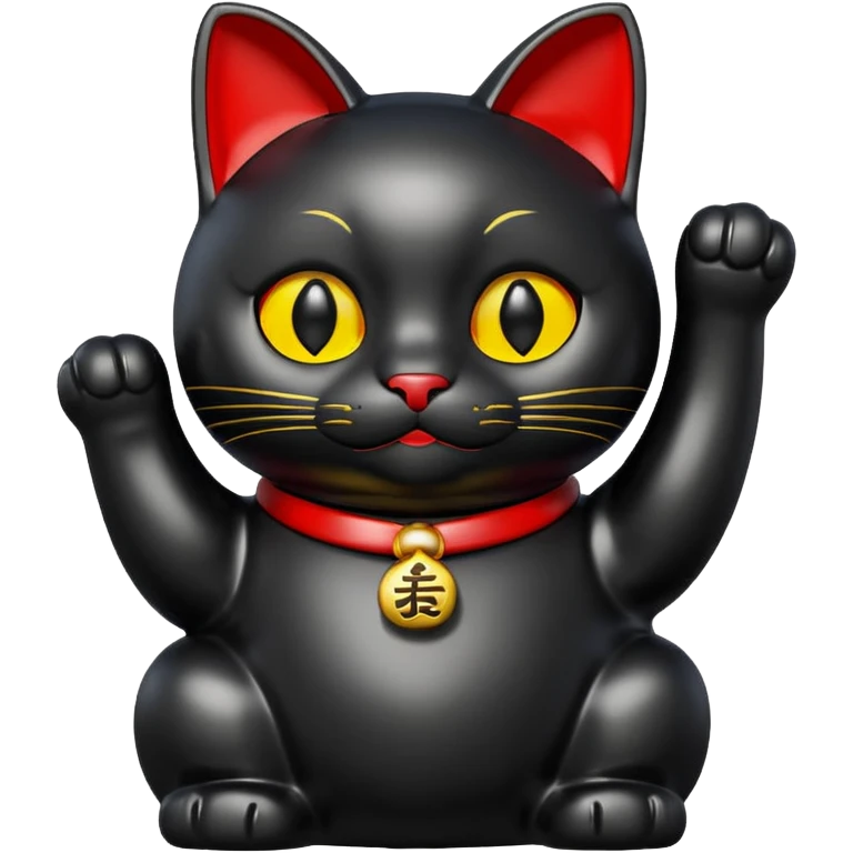 maneki neko, black color, red collar emoji