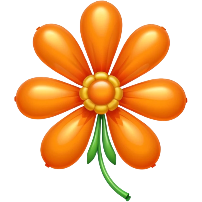 Orange flower, balloon style, shiny, inflated look emoji