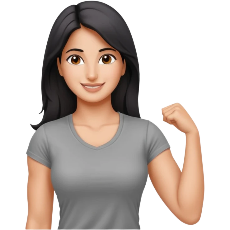 ipretty bratz emoji of katrina kaif wearing a grey tee, muscular emoji