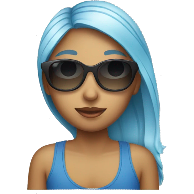 A a girl wearing sunglasses and drinking water  emoji