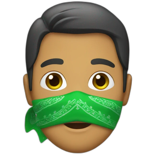 a person with a green bandana on his face emoji