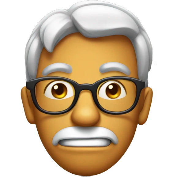 Goofy emoticon wearing glasses raising eyebrow emoji