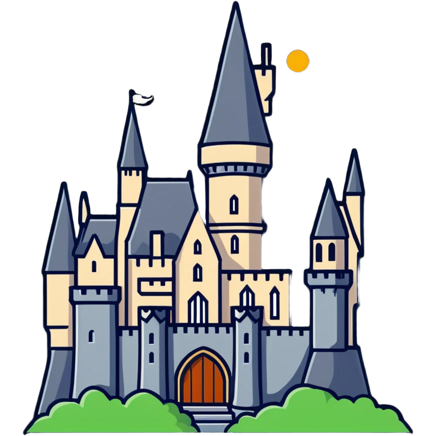 Cute Hogwarts castle with magic emoji