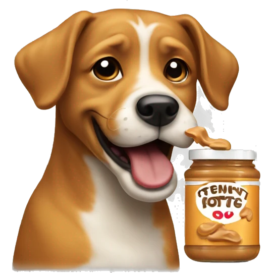 Dog licking peanut butter  emoji