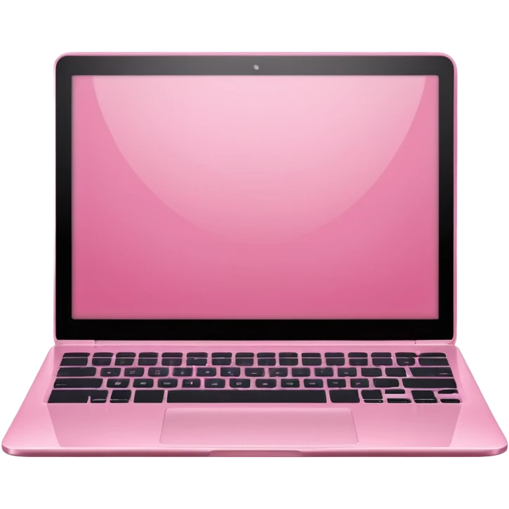  pink pink laptop with a sleek modern design, open screen, soft lighting and reflections, minimal aesthetic, isolated on transparent background, realistic style emoji
