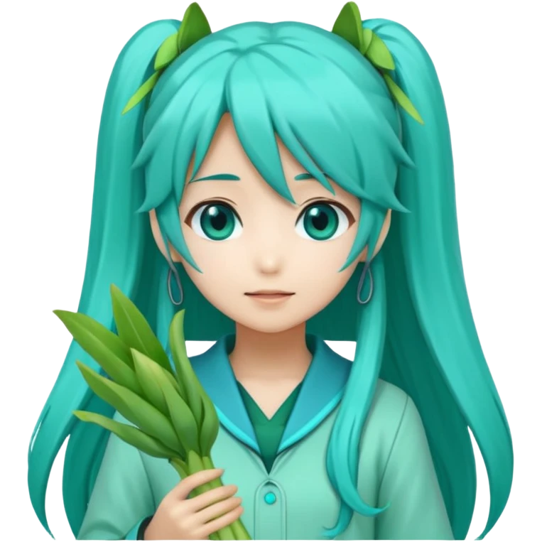 Hatsune Miku with leek emoji