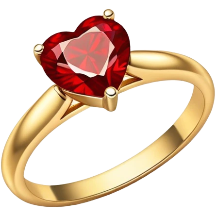 Red Diamond heart gold ring emoji