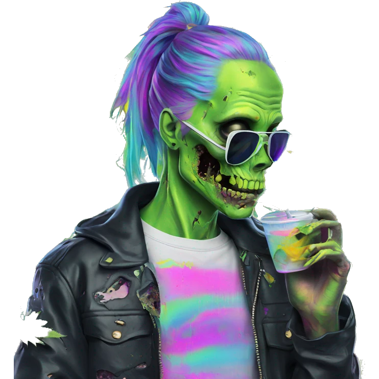 420 .Zombie_ Vaporwave black holographic oilslick zombie unicorn smoking yellow caution tape hemp leaves emoji